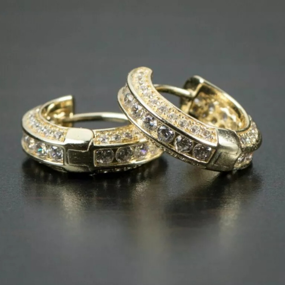 14 K Gold-Filled Hoop Earring Men/Women Jewelry Cubic Zircon